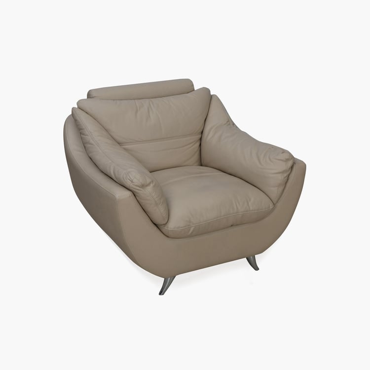 Brookfield Half Leather 1-Seater Sofa - Beige