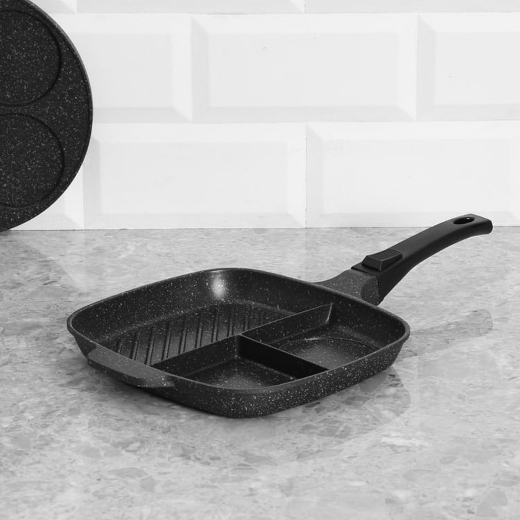 Partitioned Griddle Pan With Detachable Handle