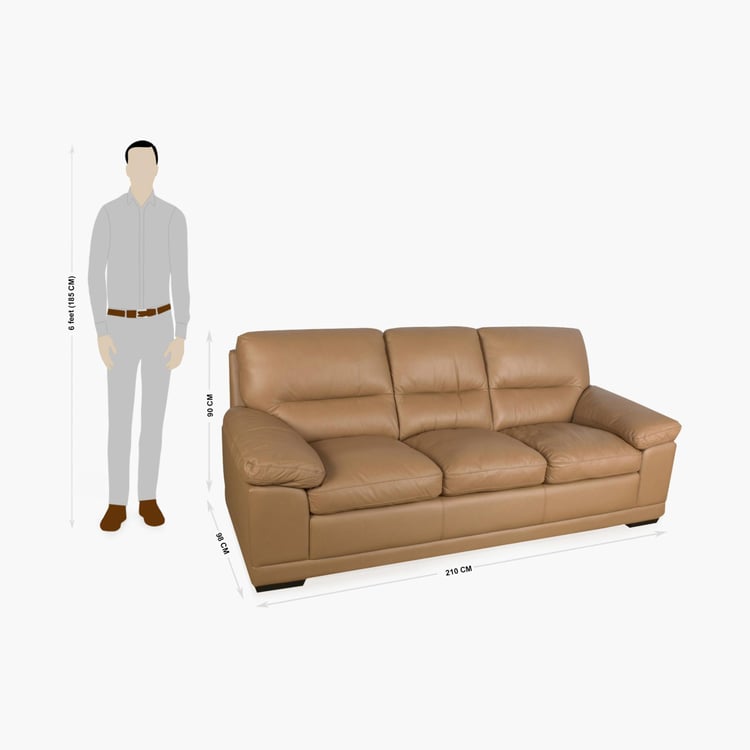 Winchester Half Leather 3-Seater Sofa - Beige