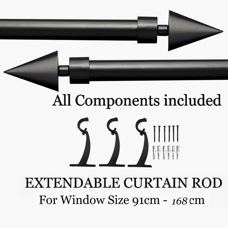 DECO WORLD Fashion Fashion Black Iron Curtain Rod With Brackets