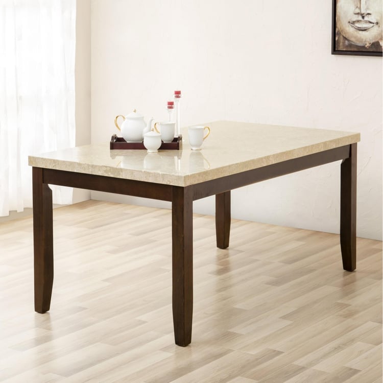 Oxville Marble Top 6-Seater Dining Table - Brown