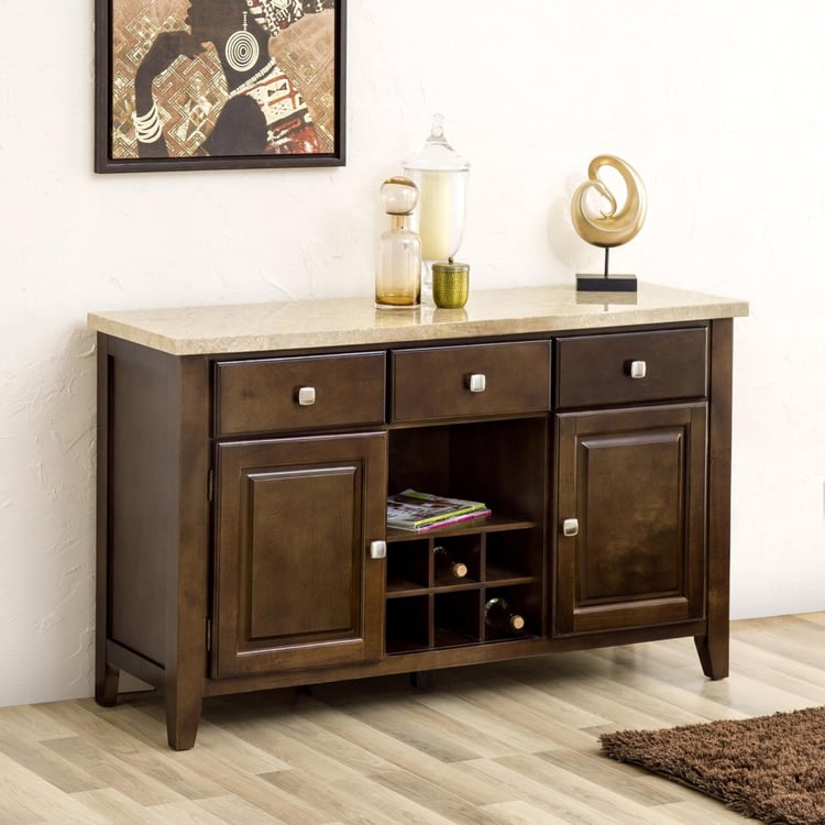 Oxville Marble Top Sideboard - Brown