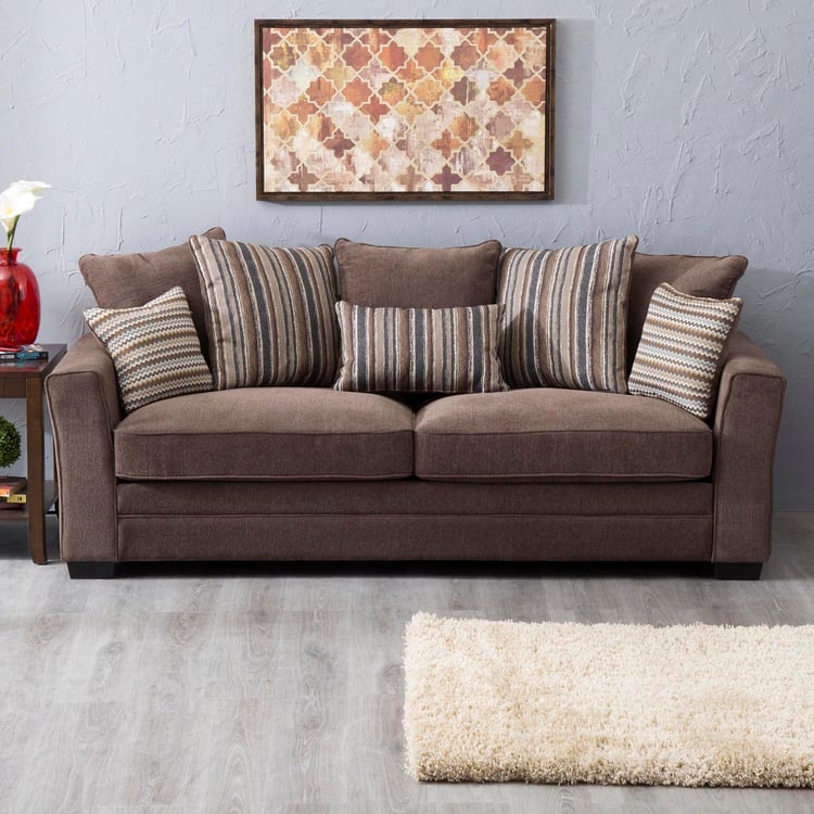 Fedora Fabric 3-Seater Sofa - Brown