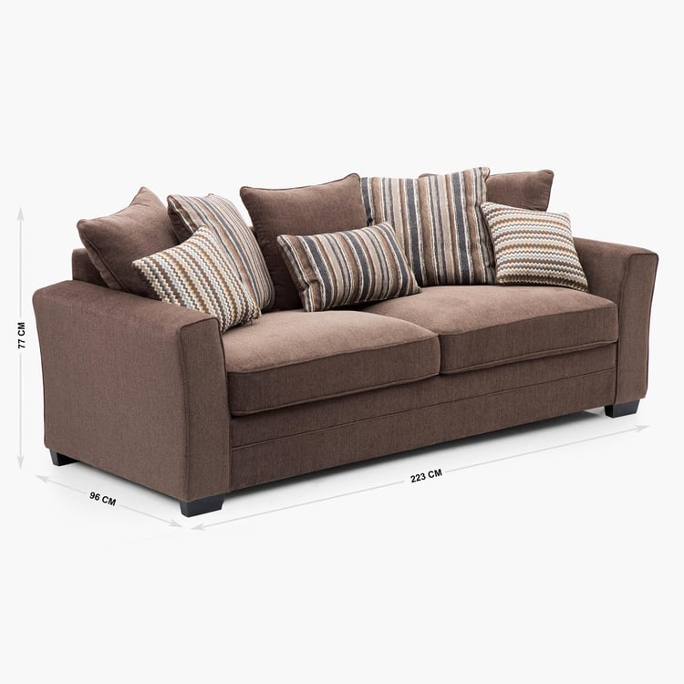 Fedora Fabric 3-Seater Sofa - Brown