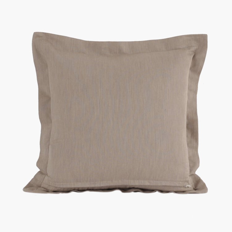 MASPAR Emmie Beige Cotton Hemstitch Cushion Cover - 40x40cm