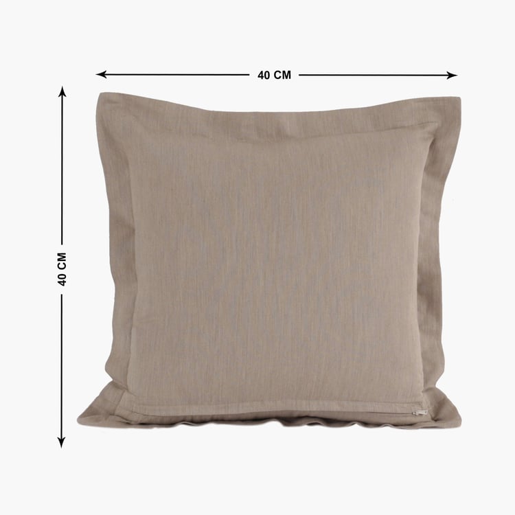 MASPAR Emmie Beige Cotton Hemstitch Cushion Cover - 40x40cm