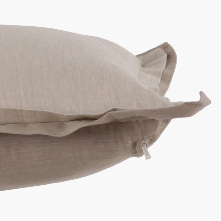 MASPAR Emmie Beige Cotton Hemstitch Cushion Cover - 40x40cm