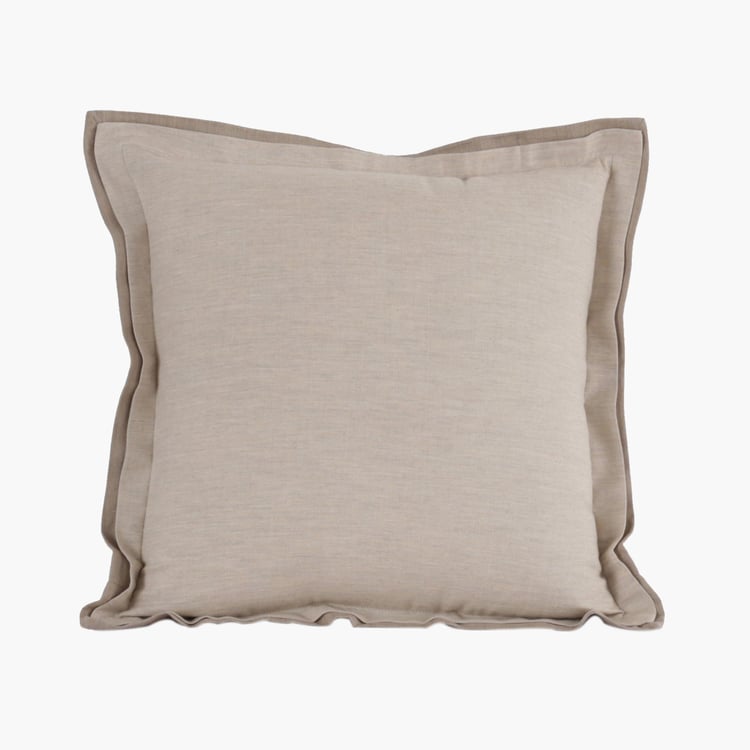 MASPAR Emmie Beige Cotton Hemstitch Cushion Cover - 40x40cm