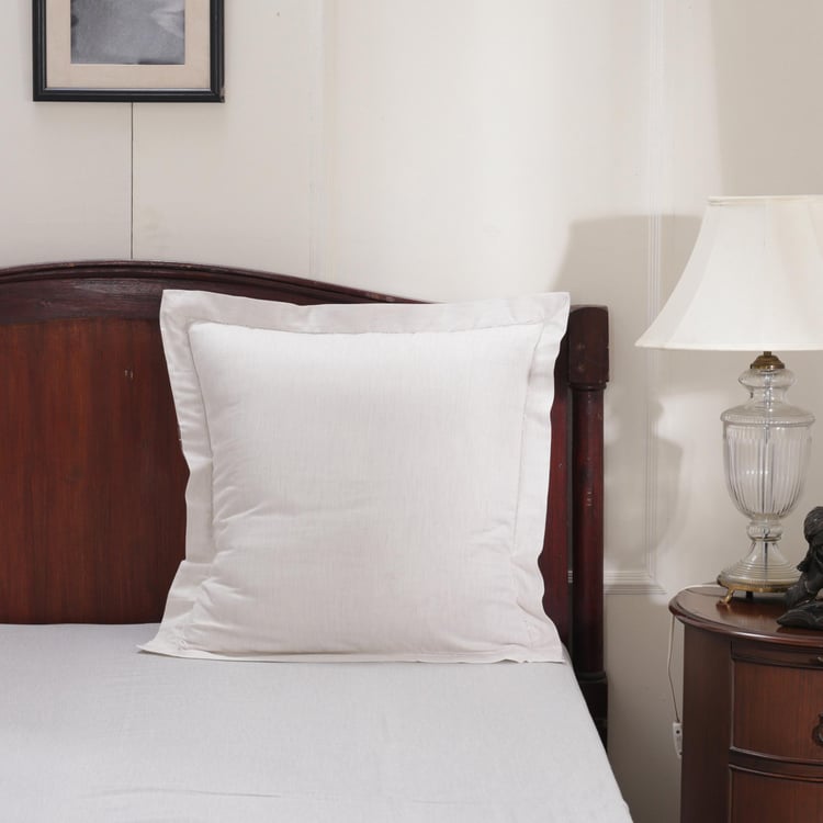 MASPAR Melange White Textured Cotton Cushion Cover - 60x60 cm - Set of 2