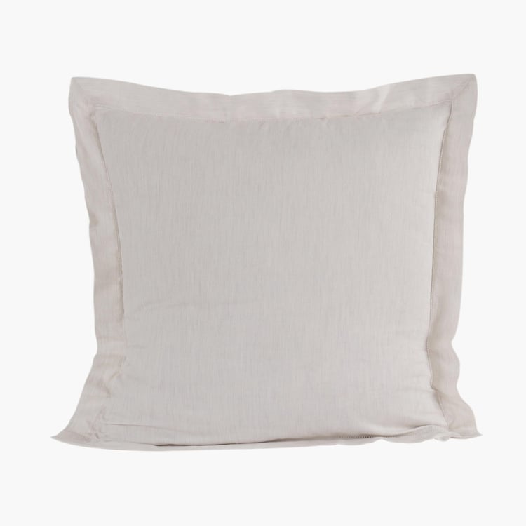 MASPAR Melange White Textured Cotton Cushion Cover - 60x60 cm - Set of 2