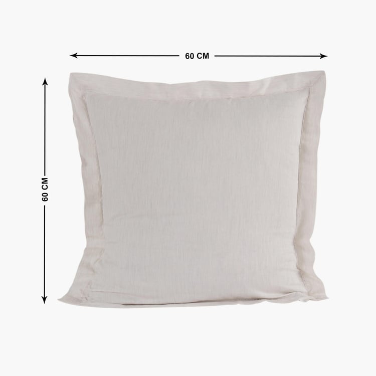 MASPAR Melange White Textured Cotton Cushion Cover - 60x60 cm - Set of 2
