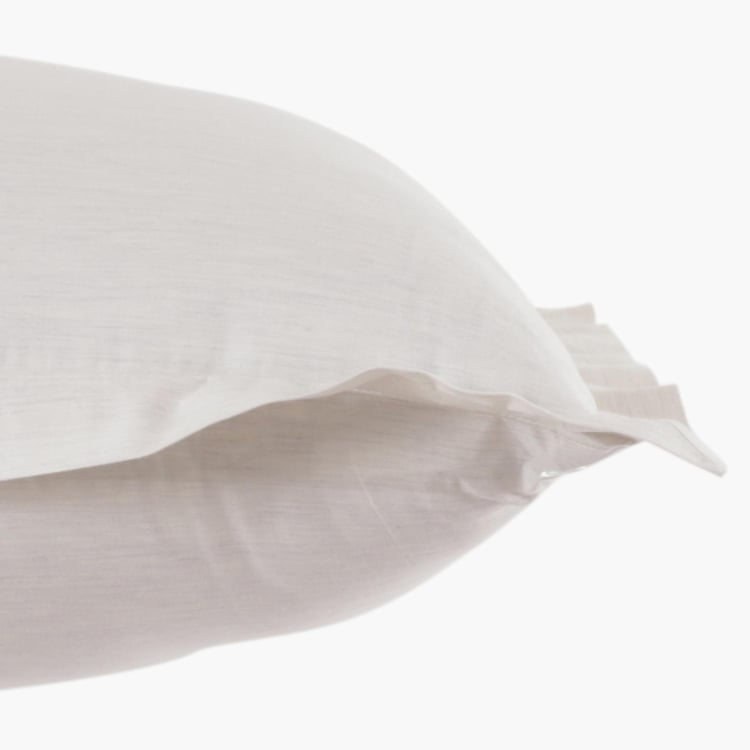 MASPAR Melange White Textured Cotton Cushion Cover - 60x60 cm - Set of 2