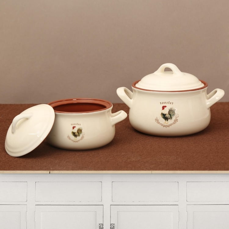 Rooster Elegant Serveware Casserole Set- Set Of 2 Pcs.