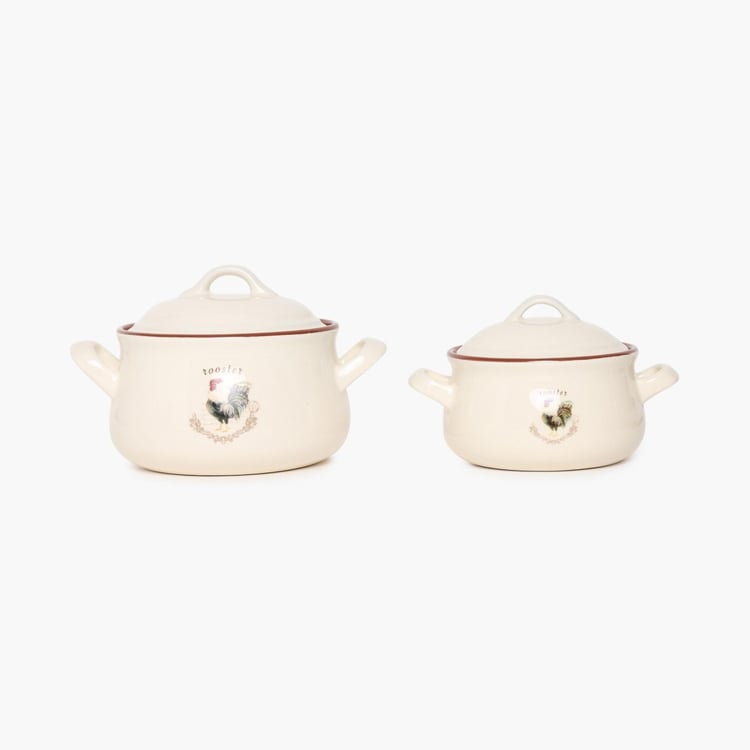 Rooster Elegant Serveware Casserole Set- Set Of 2 Pcs.