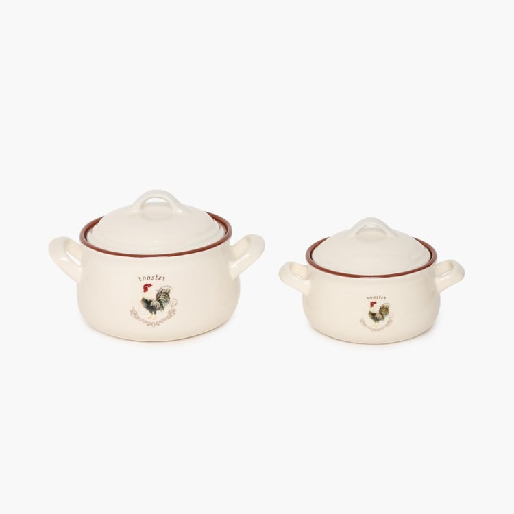 Rooster Elegant Serveware Casserole Set- Set Of 2 Pcs.