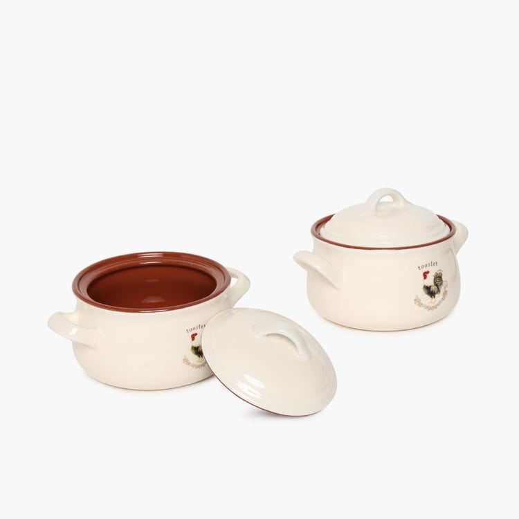 Rooster Elegant Serveware Casserole Set- Set Of 2 Pcs.