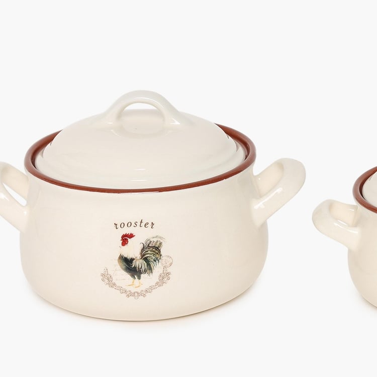Rooster Elegant Serveware Casserole Set- Set Of 2 Pcs.