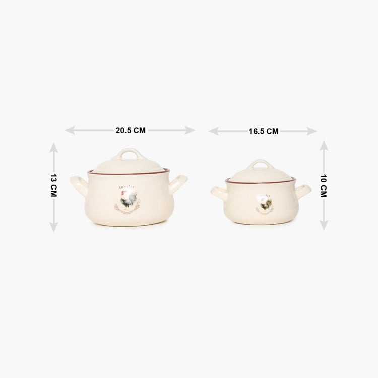 Rooster Elegant Serveware Casserole Set- Set Of 2 Pcs.