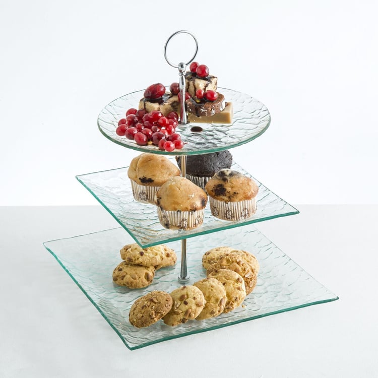 Vienna 3 Tier Glass Serving Tray