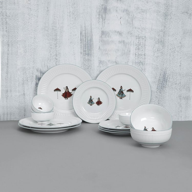 Buy Altius-Regal Printed Bone China Crockery Set- 4 Dinner Plates + 4 ...