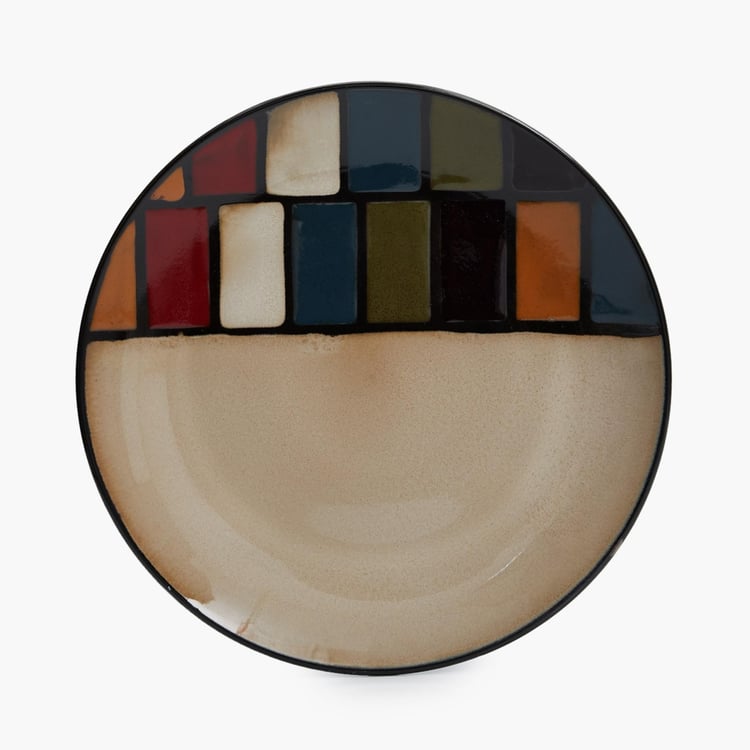 Maris-Adonia Printed Dinner set  - Stoneware -  Brown
