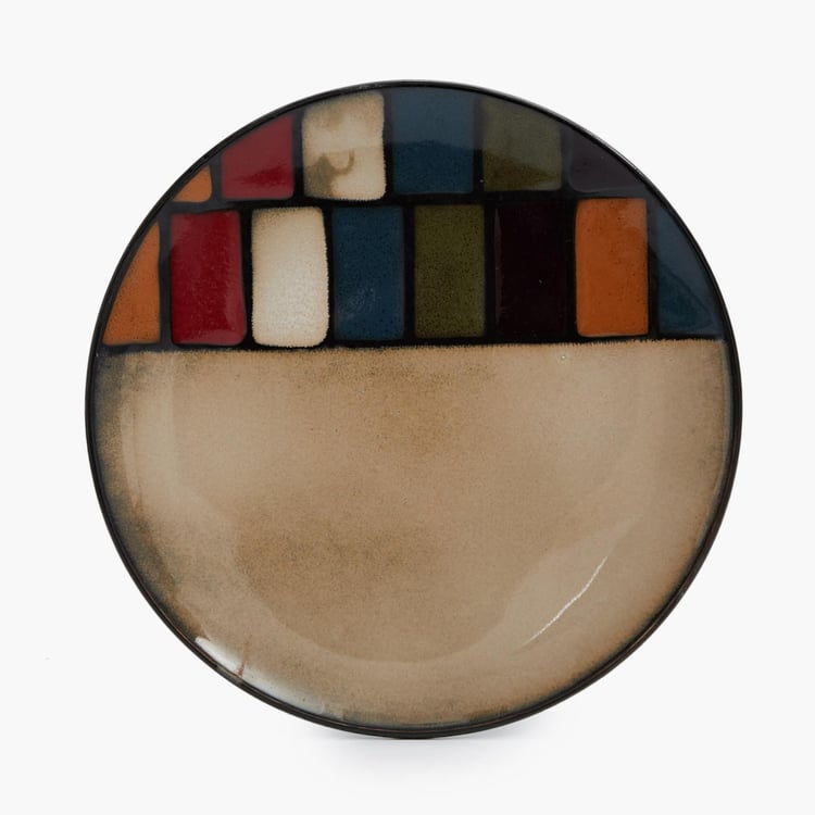 Maris-Adonia Printed Dinner set  - Stoneware -  Brown