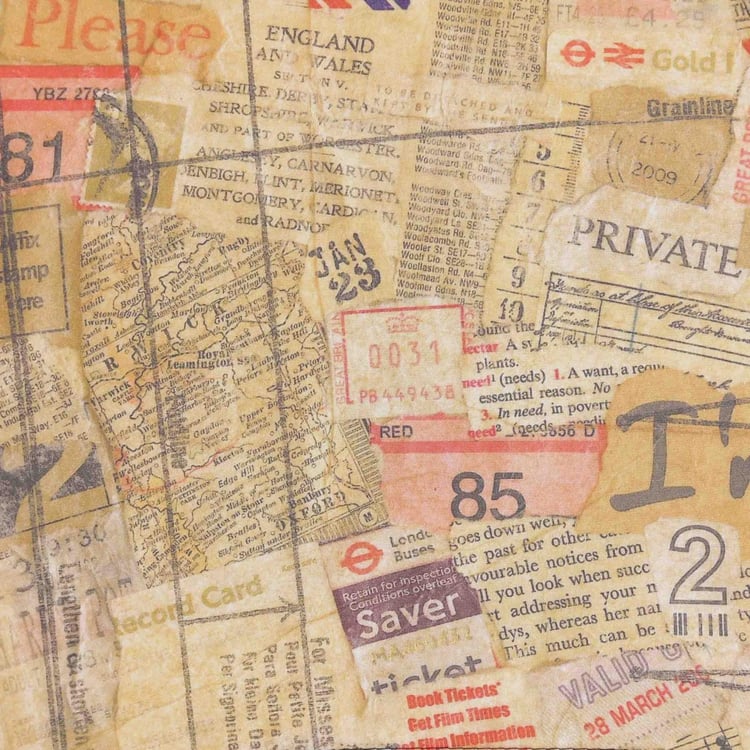 Monolith Printed Newspaper Wooden U Handle Umbrella