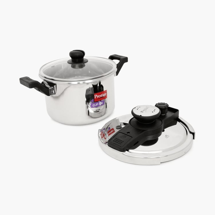 PRESTIGE Clip-On Stainless Steel Pressure Cooker With Glass Lid Accessory- 5 L