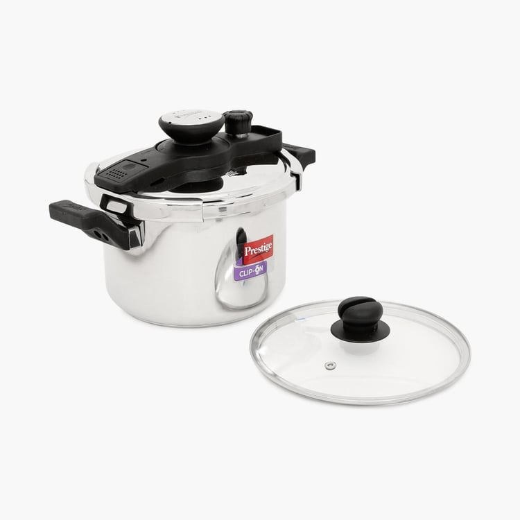 PRESTIGE Clip-On Stainless Steel Pressure Cooker With Glass Lid Accessory- 5 L