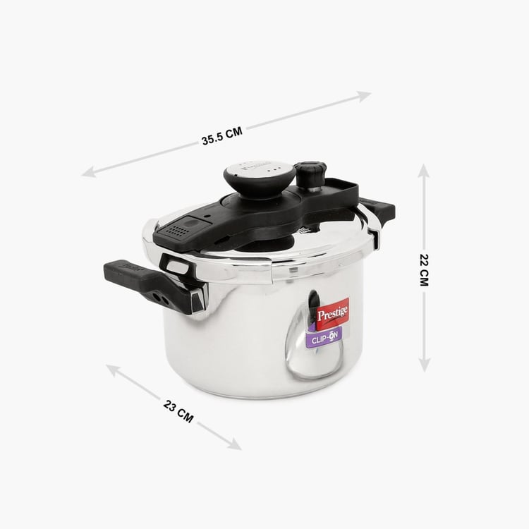 PRESTIGE Clip-On Stainless Steel Pressure Cooker With Glass Lid Accessory- 5 L