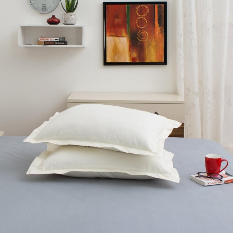 Signature Solid Cotton Pillow Cases- Set Of 2 Pcs.