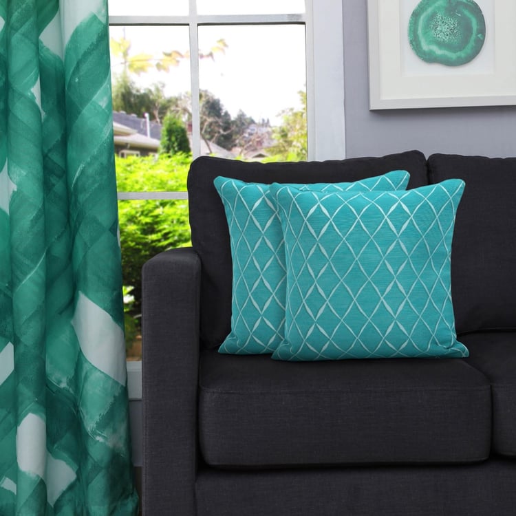 Celebration Geometric Jacquard Cushion Cover Set- 2 Pcs