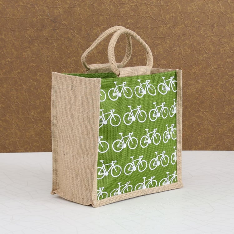 Bicycle Print Small Jute Bag