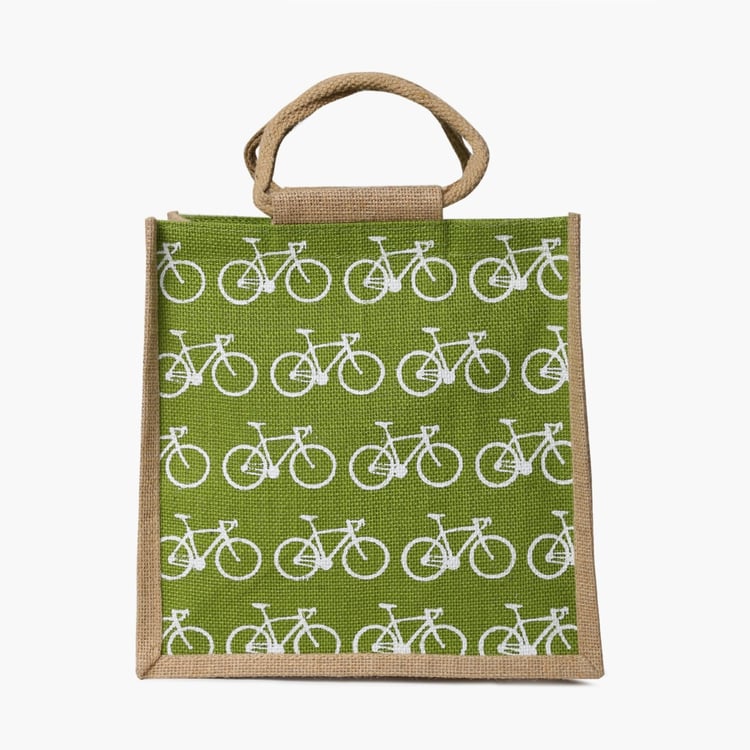 Bicycle Print Small Jute Bag