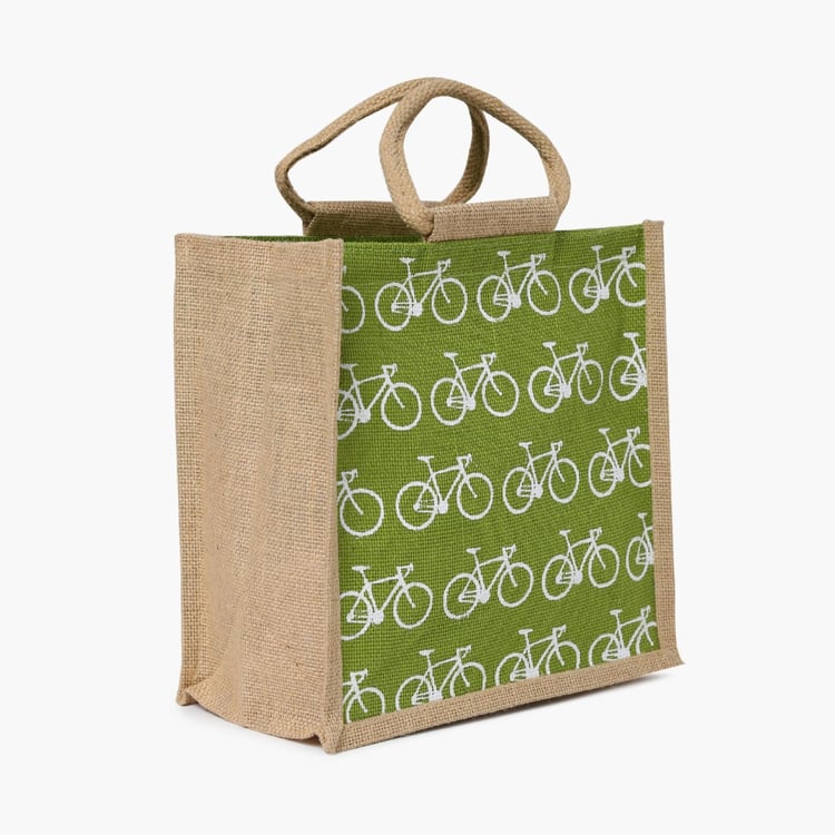 Bicycle Print Small Jute Bag