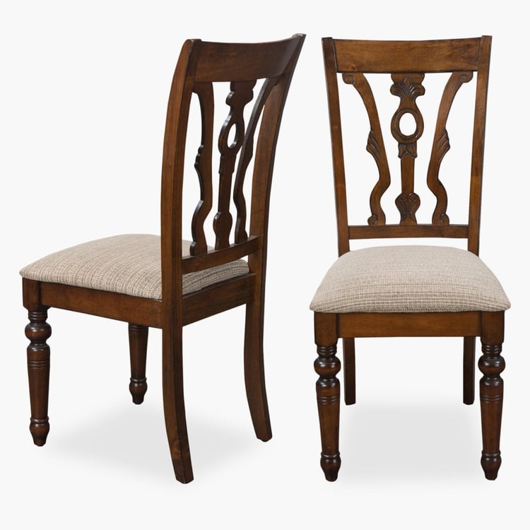 Tagetes Antique Set of 2 Rubberwood Dining Chairs - Brown