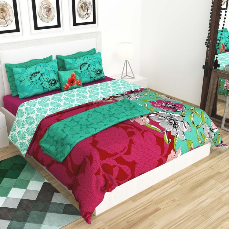 Printed 9-Pc. Double Bedsheet Set with Comforter. - 228 x 254 cm
