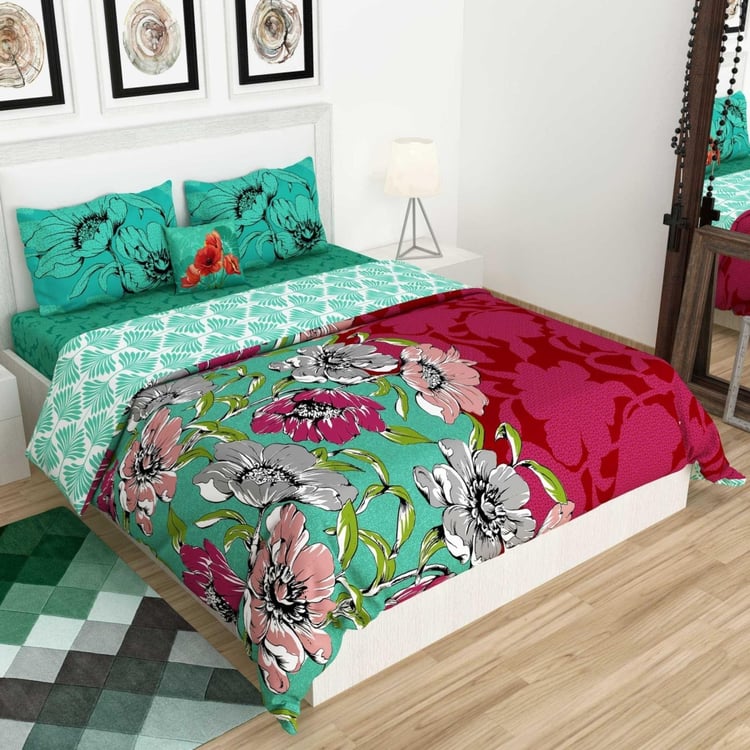 Printed 9-Pc. Double Bedsheet Set with Comforter. - 228 x 254 cm