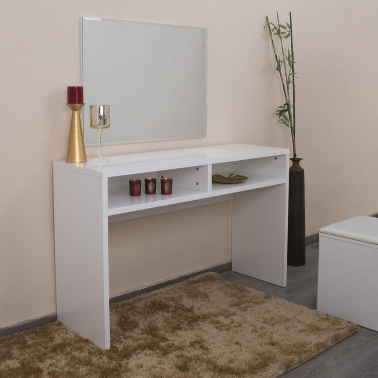 Alaska Console Table with Mirror - White