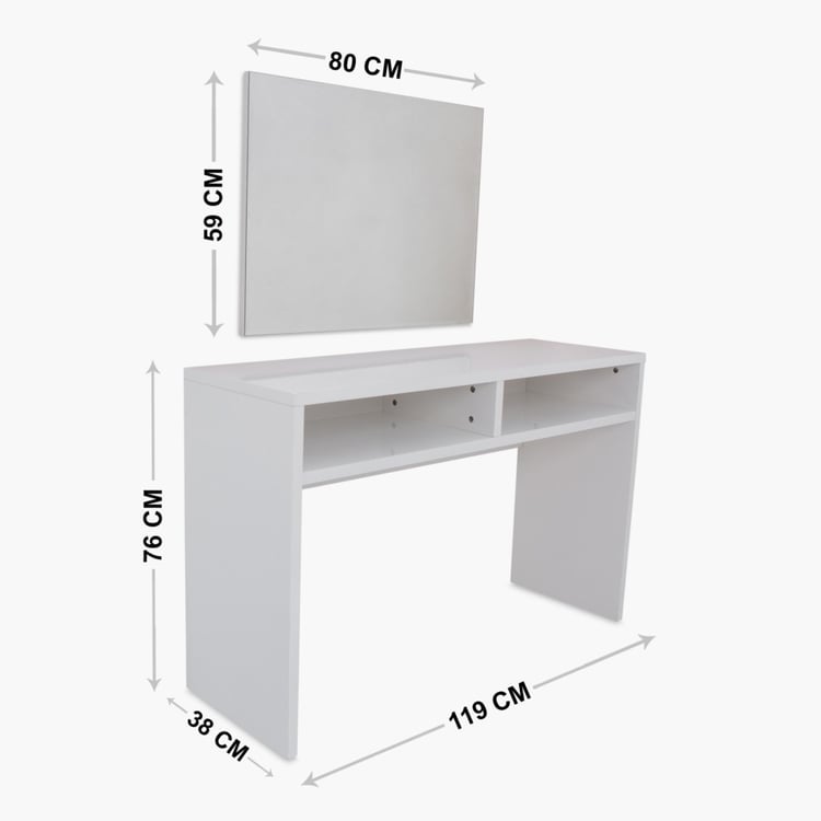 Alaska Console Table with Mirror - White