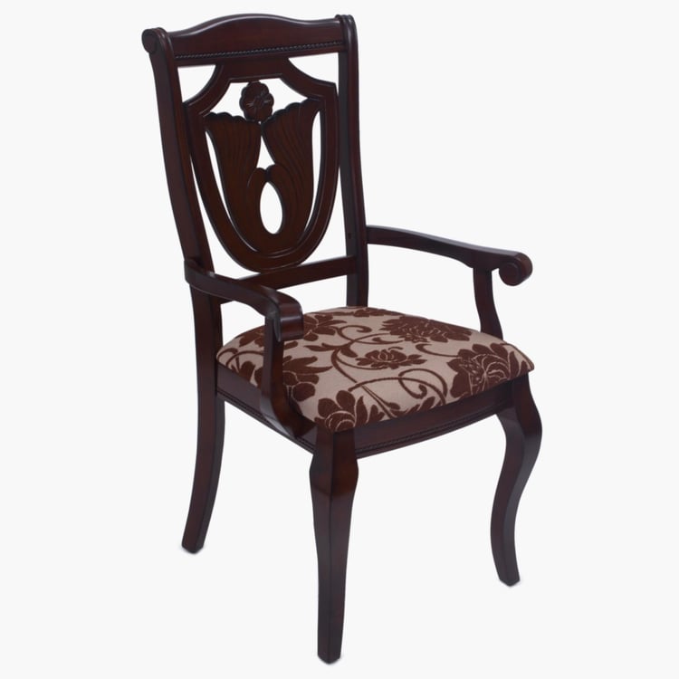 Mulex Set of 2 Rubber Wood Dining Chairs with Arms - Brown