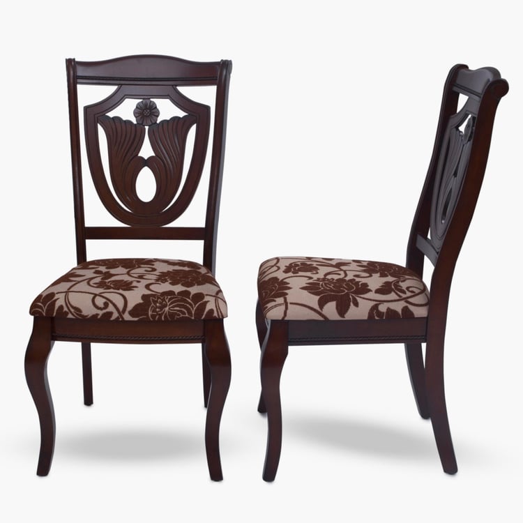 Mulex Set of 2 Rubber Wood Dining Chairs - Brown