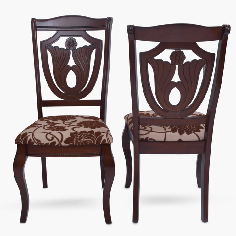 Mulex Set of 2 Rubber Wood Dining Chairs - Brown