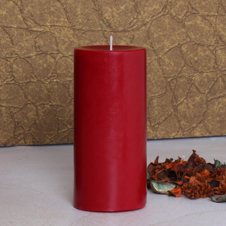 Colour Connect Pillar Candle 6 Inches-Raspberry