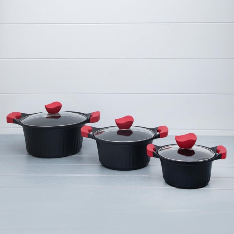 WONDERCHEF Metal Casserole With Glass Lid-Set Of 3 Pcs.