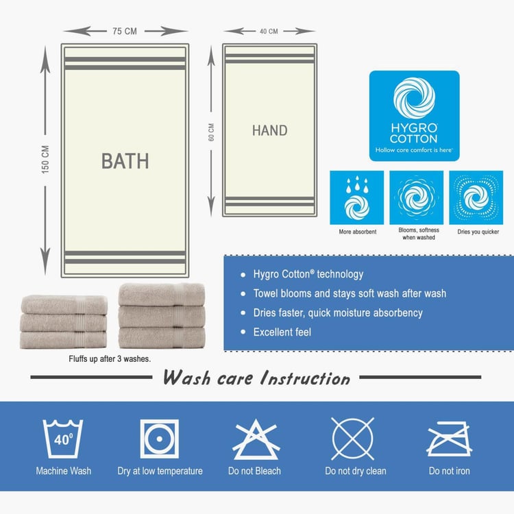 SPACES Active Hygro Textured Hand Towel- Set of 2- 40 X 60 cm