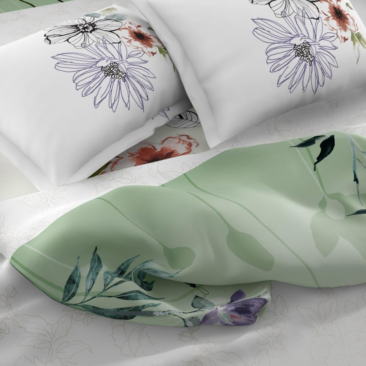 SPACES Essentials Floral Printed Double Bedsheet- Set Of 3 Pcs.