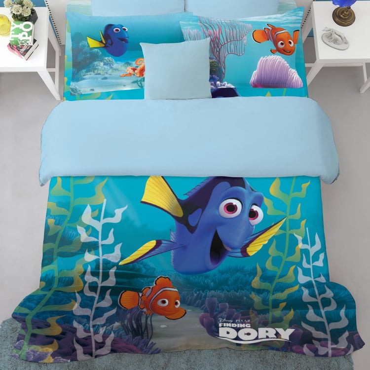 SPACES Finding Dory Print Double Bed Sheets - Set of 3 Pcs.