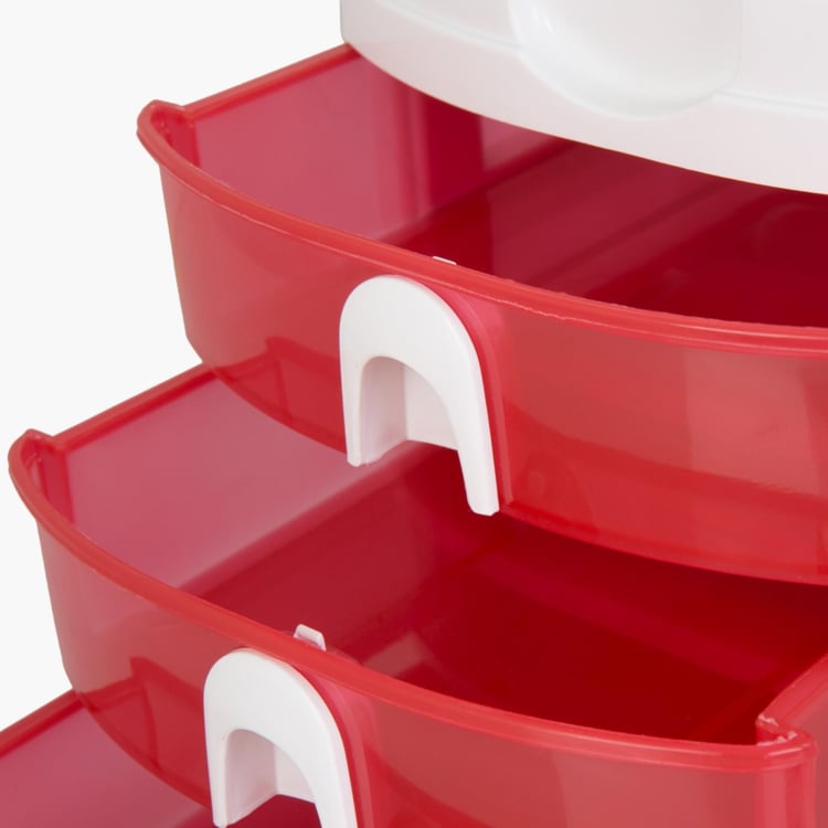 Regan Connor Red Solid Rectangular Three Tier Mini Drawer Cabinet Polypropylene - 20 cm x 22 cm