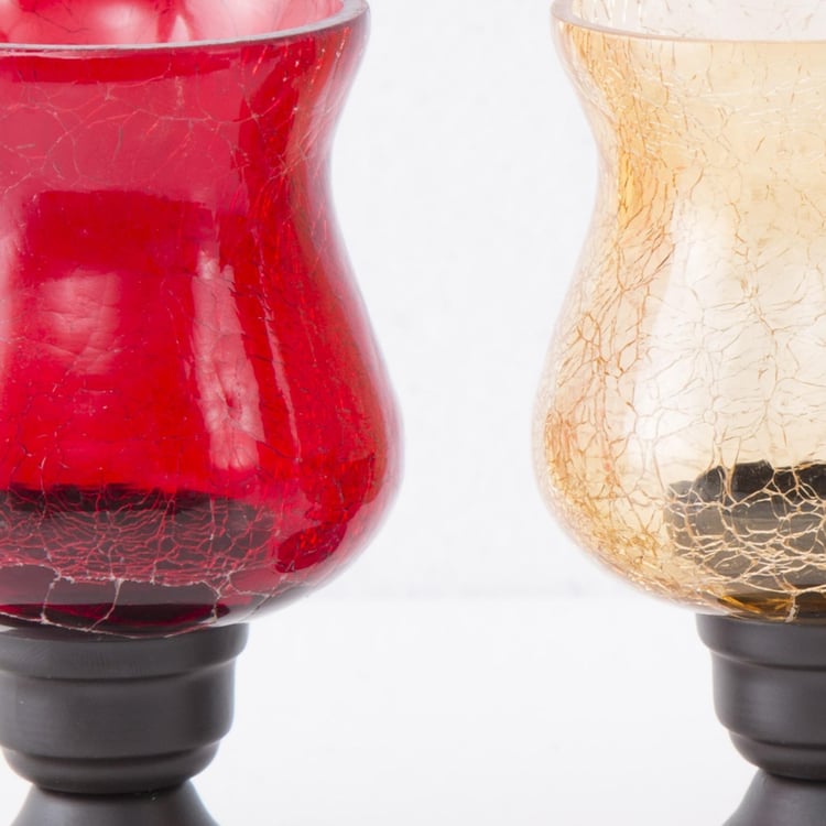 Raga Set of 3 Mini Glass Crackle Hurricane Candle Holder